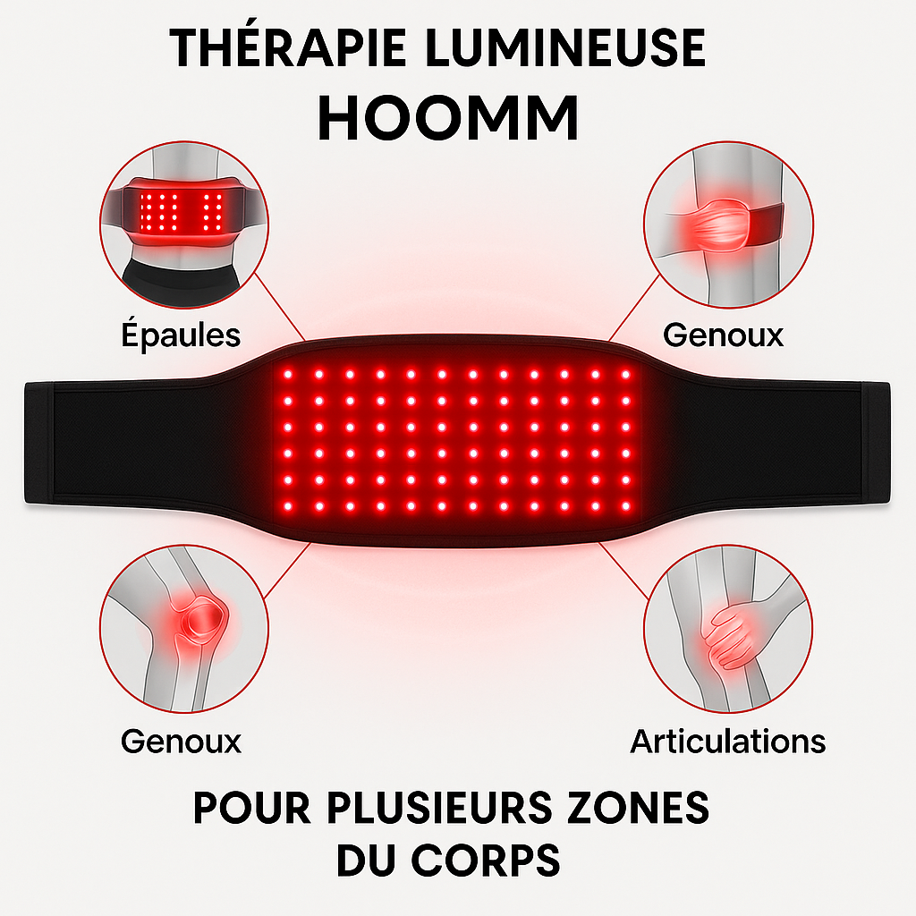 Ceinture de luminothérapie rouge HOOMM — 120 LED 660/850 nm